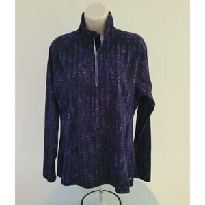 CHAMPION Womens Duo-Dry Long Sleeve 1/4 Zip Purple & Black Athletic Top- Sz Lg